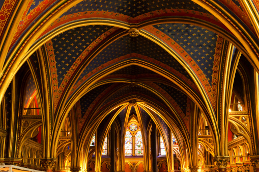 "Interior architecture in Sainte-Chapelle, Paris, France Tourism Attractions